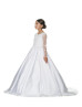 Transparent Long Sleeves Beaded White Lace Satin Flower Girl Dress